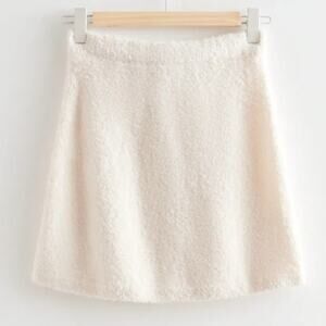 & Other Stories Bouclé Italian Wool Mini Skirt in Cream White Size 10
